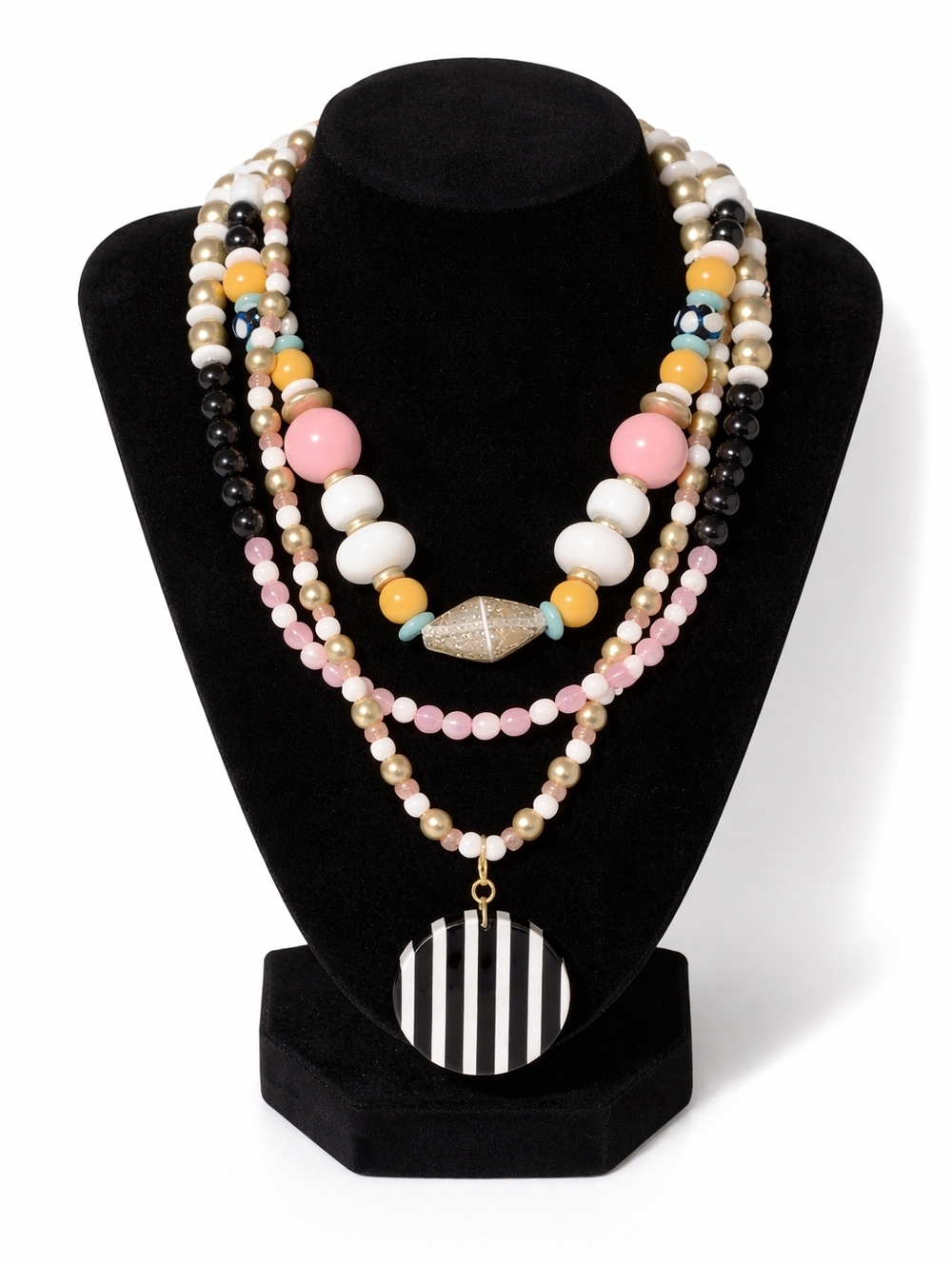 Plunder Poppy Alice Layered Beaded Necklace | Boho Statement | Gold & Multicolor